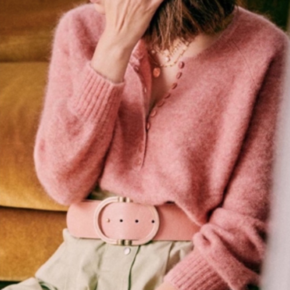 Sezane Pink LEON Crewneck Sweater